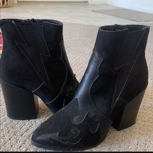 Nasty gal black leather and suede booties